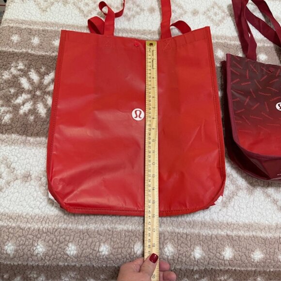 Lululemon Shopping Bags 2 Large and 1 Small Totes Red and White  - Lot of 3 - Picture 3 of 10